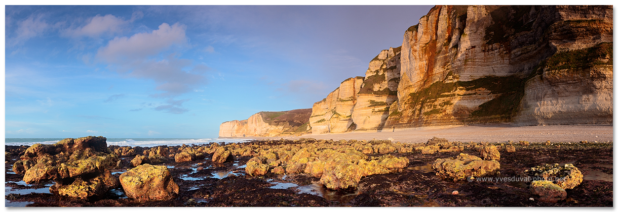 Les falaises de la cote d'Albatre au niveau de la valleuse d'Antifer (Seine-Maritime, Normandie, France) - Photo panoramique du littoral - Yves Duval