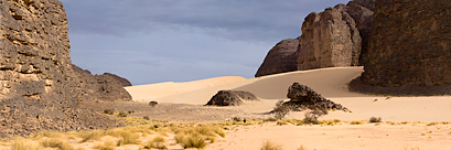 Canyon dans l'Erg tihodaine (Sahara algérien)