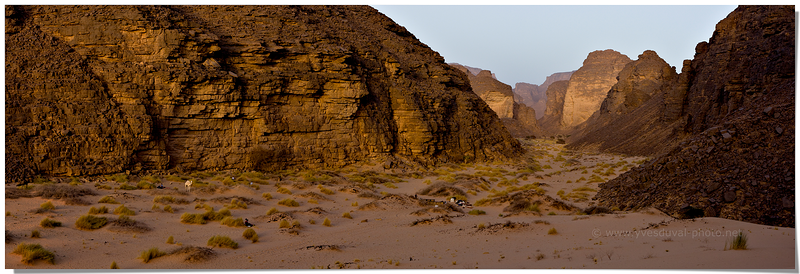 Coucher de soleil sur le campement (Erg Tihodaine, Algérie)