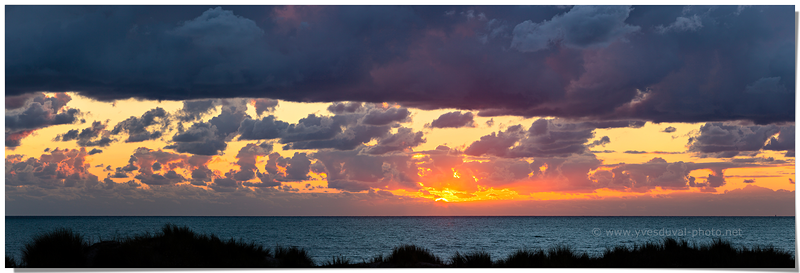 Coucher de soleil sur les dunes de la côte des havres (Manche, Normandie)
